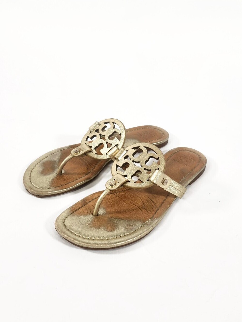 Tory Burch Metallic Gold Miller Sandals Size 7 - Picture 2 of 7